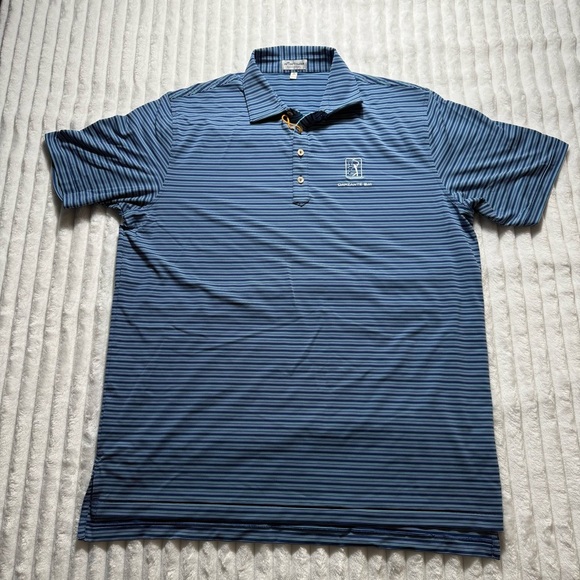Peter Millar Summer Comfort Crown Men's Blue Striped Polo Shirt NEW - Picture 1 of 10